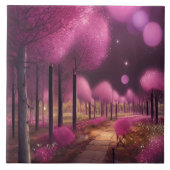 Dreamy Pink Nightscape Fliese (Vorderseite)