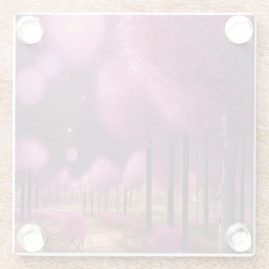 Dreamy Pink Nightscape Glasuntersetzer (Rückseite)