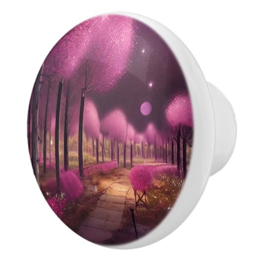 Dreamy Pink Nightscape Keramikknauf (Rechts)