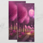Dreamy Pink Nightscape Lesezeichen Menükarte (Vorne/Hinten)