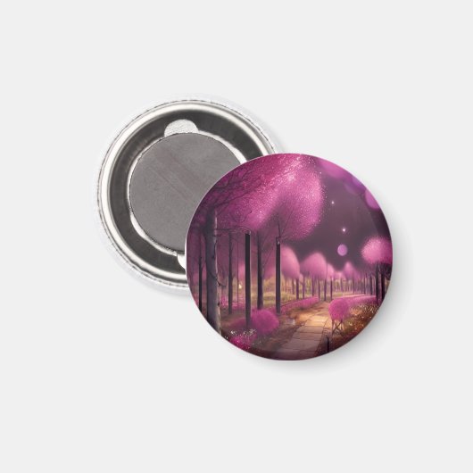 Dreamy Pink Nightscape Magnet (Vorderseite/Rückseite)