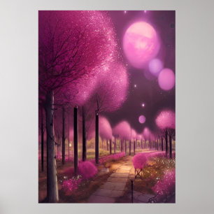 Dreamy Pink Nightscape Poster