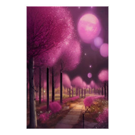 Dreamy Pink Nightscape Poster
