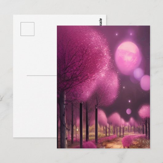 Dreamy Pink Nightscape Postkarte (Vorne/Hinten)