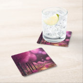 Dreamy Pink Nightscape Rechteckiger Pappuntersetzer (Vor Ort)