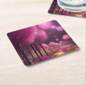 Dreamy Pink Nightscape Rechteckiger Pappuntersetzer (angewinkelt)