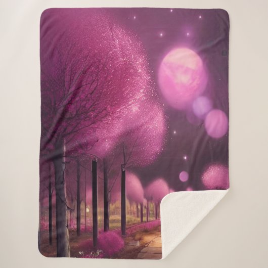 Dreamy Pink Nightscape Sherpadecke (Vorderseite)
