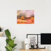 Dreamy Pink Orange Wasserfarbe Landschaft Poster (Heimbüro)