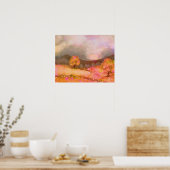 Dreamy Pink Orange Wasserfarbe Landschaft Poster (Küche)