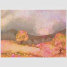Dreamy Pink Orange Wasserfarbe Landschaft