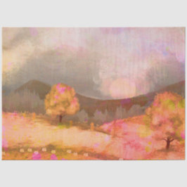 Dreamy Pink Orange Wasserfarbe Landschaft Seidenpapier