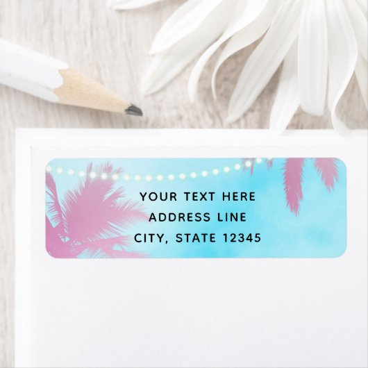 Dreamy Pink Palm Trees & Blue Sky String Lights (Insitu)