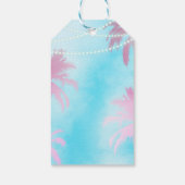 Dreamy Pink Palm Trees Blue Sky String Lights Geschenkanhänger (Rückseite)