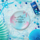 Dreamy Pink Palm Trees Blue Sky String Lights Pappteller (Party)