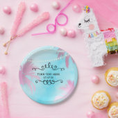 Dreamy Pink Palm Trees Blue Sky String Lights Pappteller (Party)