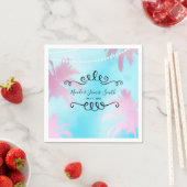 Dreamy Pink Palm Trees & Blue Sky String Lights Serviette (Beispiel)
