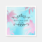 Dreamy Pink Palm Trees & Blue Sky String Lights Serviette (Vorderseite)