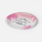 Dreamy Pink Palm Trees & String Lights Party Pappteller (Schrägansicht)