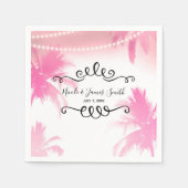 Dreamy Pink Palm Trees & String Lights Party Serviette (Vorderseite)
