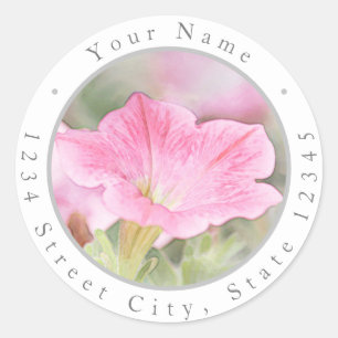 Dreamy Pink Petunias Labels Runder Aufkleber