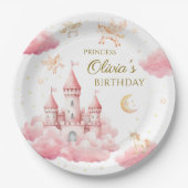 Dreamy Pink Princess Castle Birthday Party Pappteller (Vorderseite)