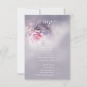 Dreamy Pink Rose auf Dusty Lilac Meal Choice RSVP Karte (Vorderseite)