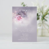 Dreamy Pink Rose auf Dusty Lilac Meal Choice RSVP Karte (Stehend Vorderseite)