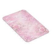 Dreamy Pink Rose Floral Pattern Pearls Bows Sparks Magnet (Rechte Seite)