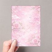 Dreamy Pink Rose Floral Pearls Bows Sparkle Pastel Acryleinladungen (Insitu (Handheld))