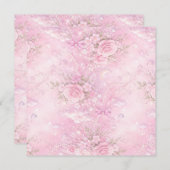 Dreamy Pink Rose Floral Pearls Bows Sparkle Pastel Dankeskarte (Vorne/Hinten)