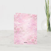 Dreamy Pink Rose Floral Pearls Bows Sparkle Pastel Einladung (Rückseite)