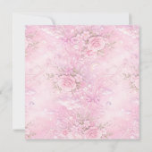 Dreamy Pink Rose Floral Pearls Bows Sparkle Pastel Save The Date (Rückseite)