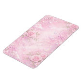 Dreamy Pink Rose Floral Pearls Bows Sparkles Magnet (Linke Seite)