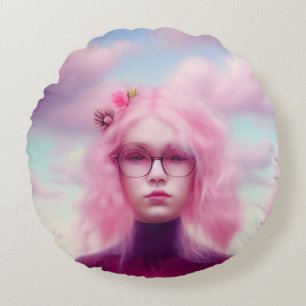 Dreamy Pink Rundes Kissen