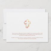 Dreamy Pink Shades Floral Cross-Shape Baptism Einladung (Rückseite)