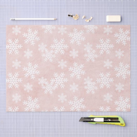 Dreamy Pink Snowflake Pattern Weihnachten Seidenpapier (Handwerk)
