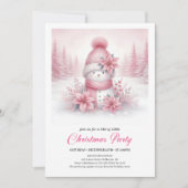 Dreamy Pink Snowman Digital Christmas Invite Einladung (Vorderseite)