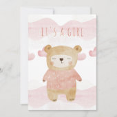 Dreamy Pink Teddy Bear Baby Dusche ist ein Mädchen Einladung (Vorderseite)