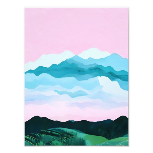 Dreamy Pink und Blue Mountains Fotodruck (Vorne)