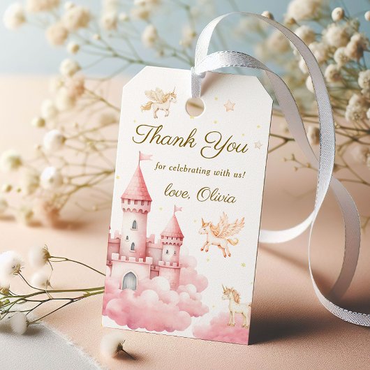 Dreamy Pink Unicorn Birthday Princess Party Geschenkanhänger