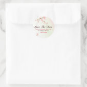 Dreamy Pink & White Cherry Blossom Save the Date Runder Aufkleber (Tasche)
