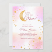 Dreamy Pink Wir sind über der Mond Girl Babydusche Einladung (Vorderseite)