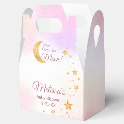 Dreamy Pink Wir sind über der Mond Girl Babydusche Geschenkschachtel (Geöffnet)