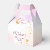 Dreamy Pink Wir sind über der Mond Girl Babydusche Geschenkschachtel (Vorderseite)