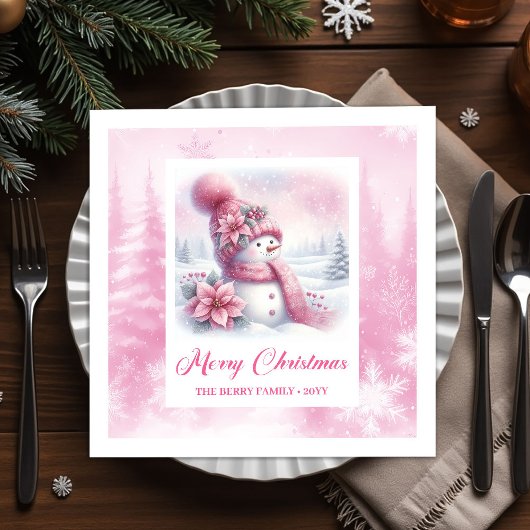 Dreamy Pinkmas Christmas Napkins Winter Forest Kid Serviette