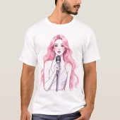 Dreamy Pop Idol - Pastel Line-Art Portrait T-Shirt (Vorderseite)