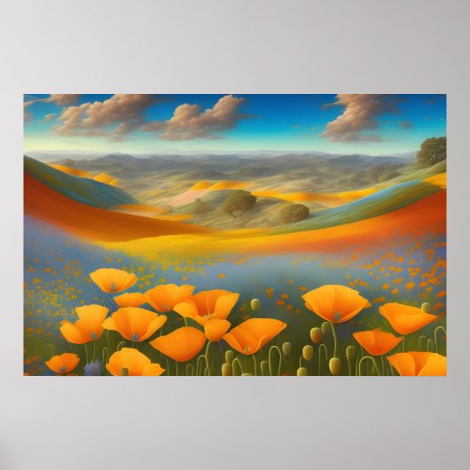 Dreamy Poppies Digitale Kunst Poster (Vorne)