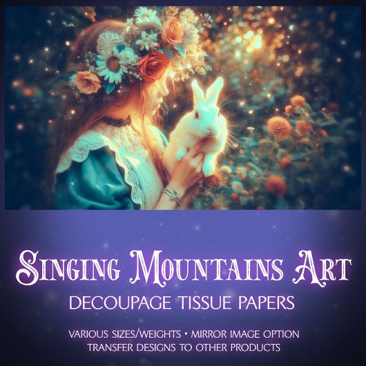Dreamy Portrait Alice and White Rabbit Decoupage Seidenpapier