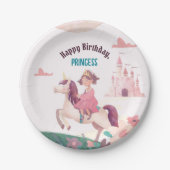 Dreamy Princess Riding Unicorn Paper Plate Pappteller (Vorderseite)
