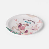 Dreamy Princess Riding Unicorn Paper Plate Pappteller (Schrägansicht)